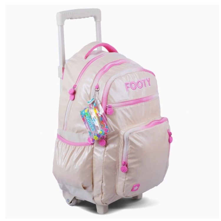 Mochila Escolar Footy 2026 Colorland Beige 18" con Carro Art.F26311